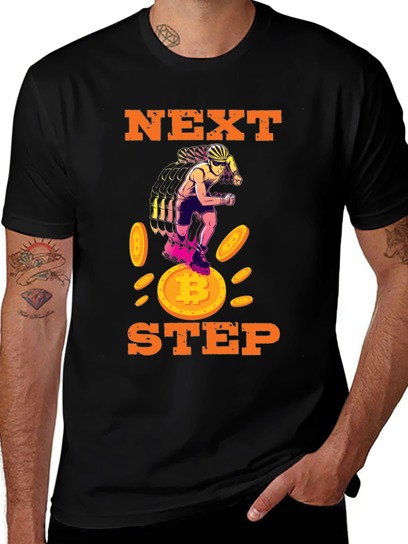 Next Step Bitcoin Rollerblade Black T-Shirt