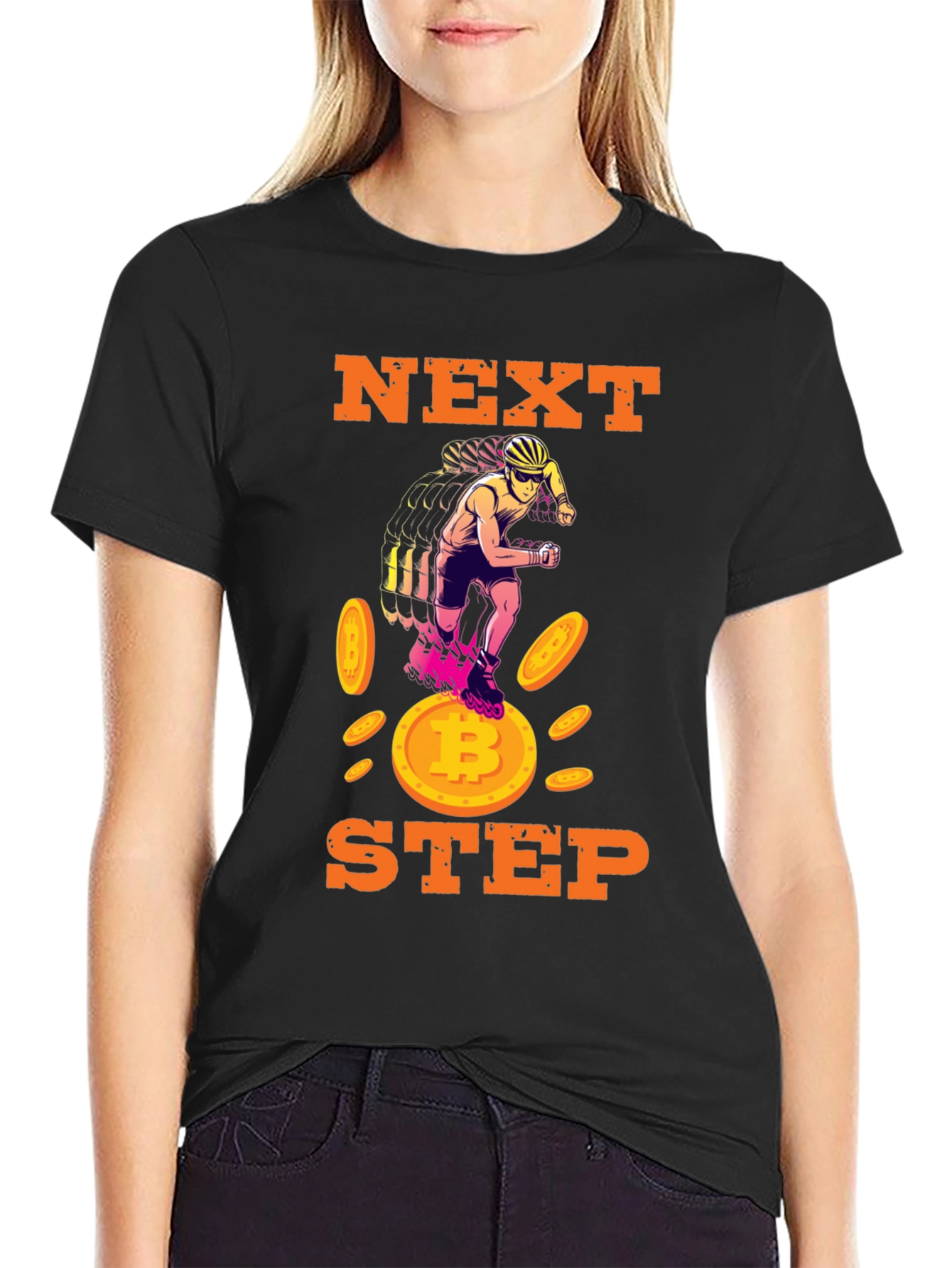 Next Step Bitcoin Rollerblade Black T-Shirt
