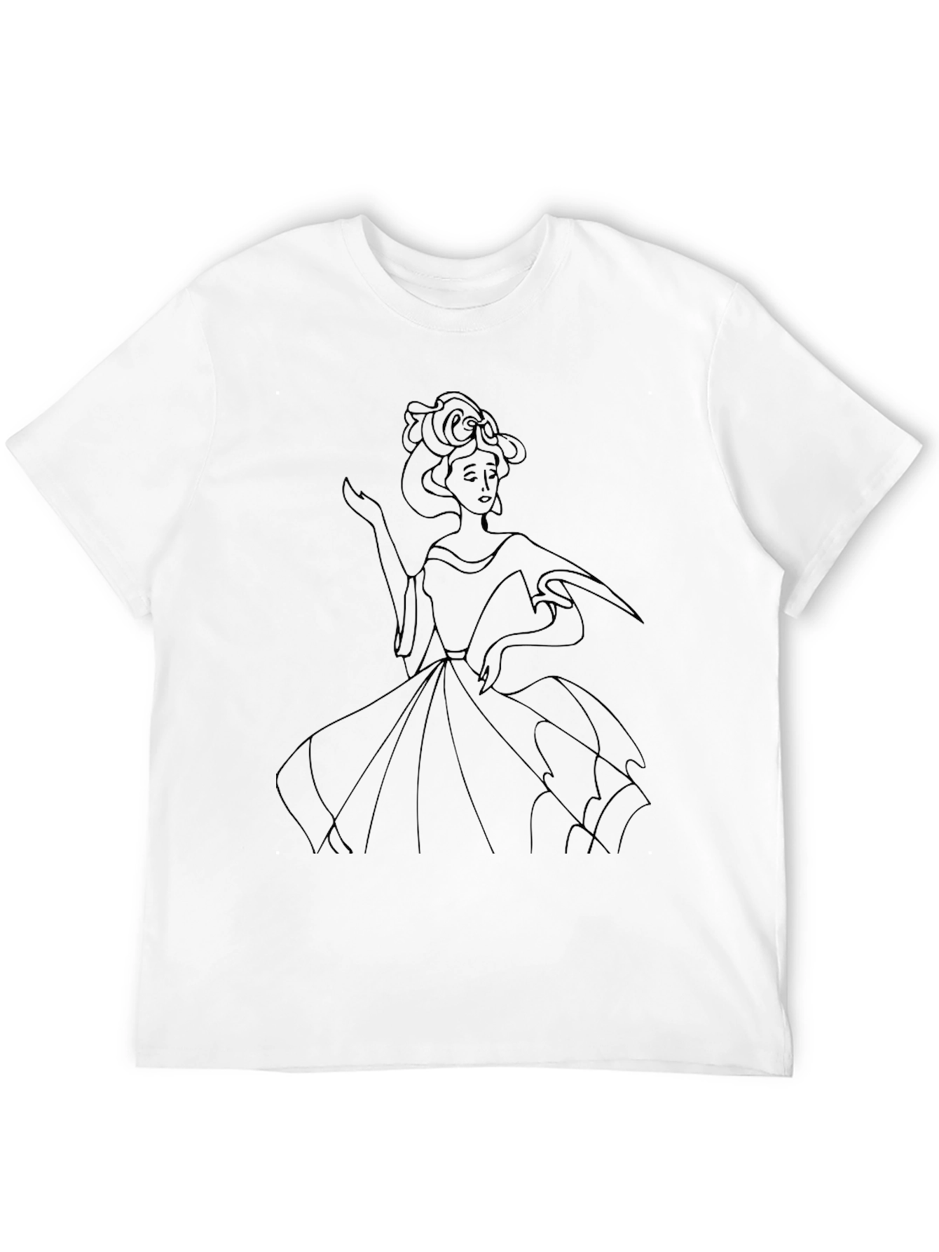 Elegant Woman Line Art Black T-Shirt