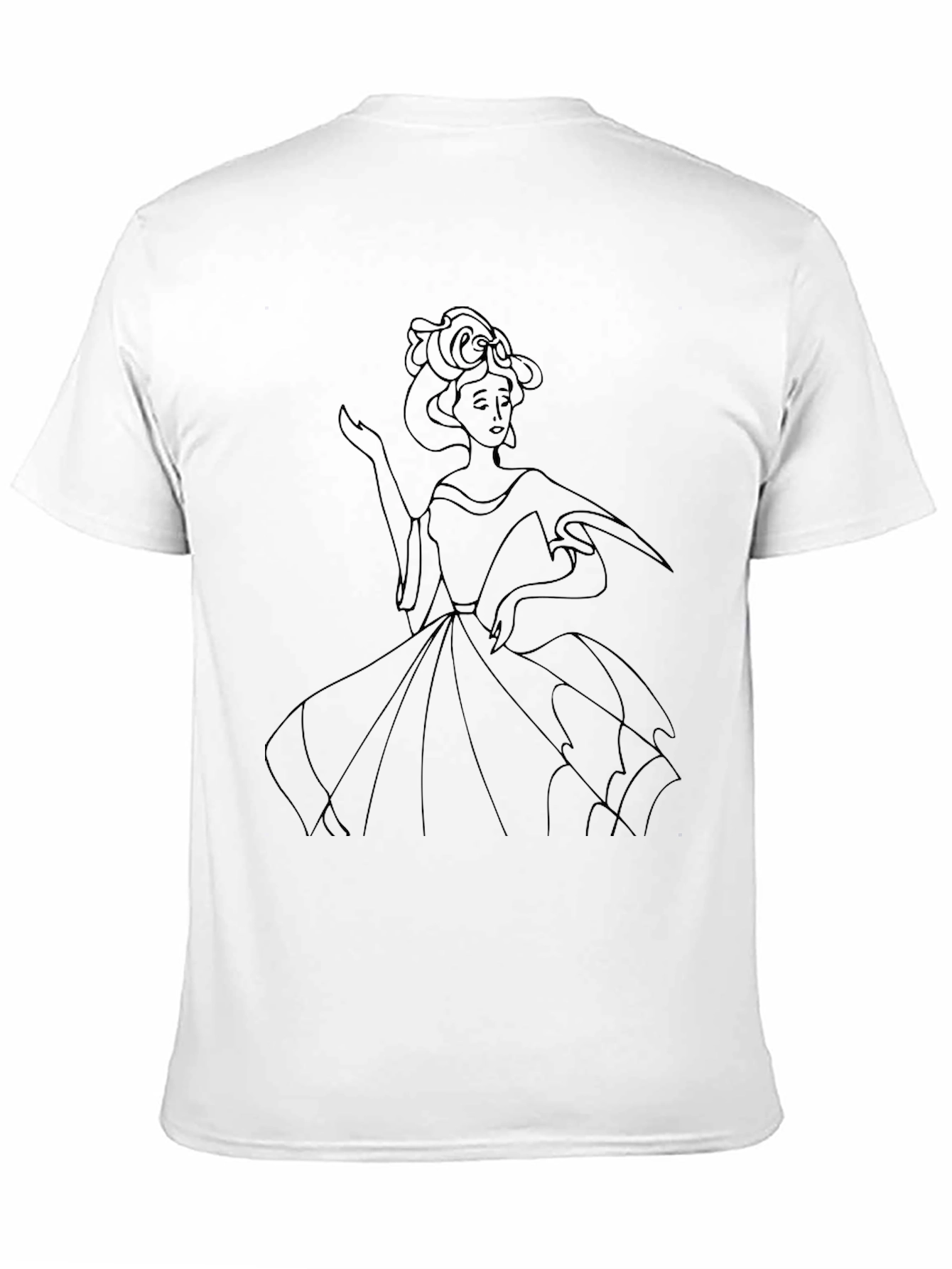 Elegant Woman Line Art Black T-Shirt