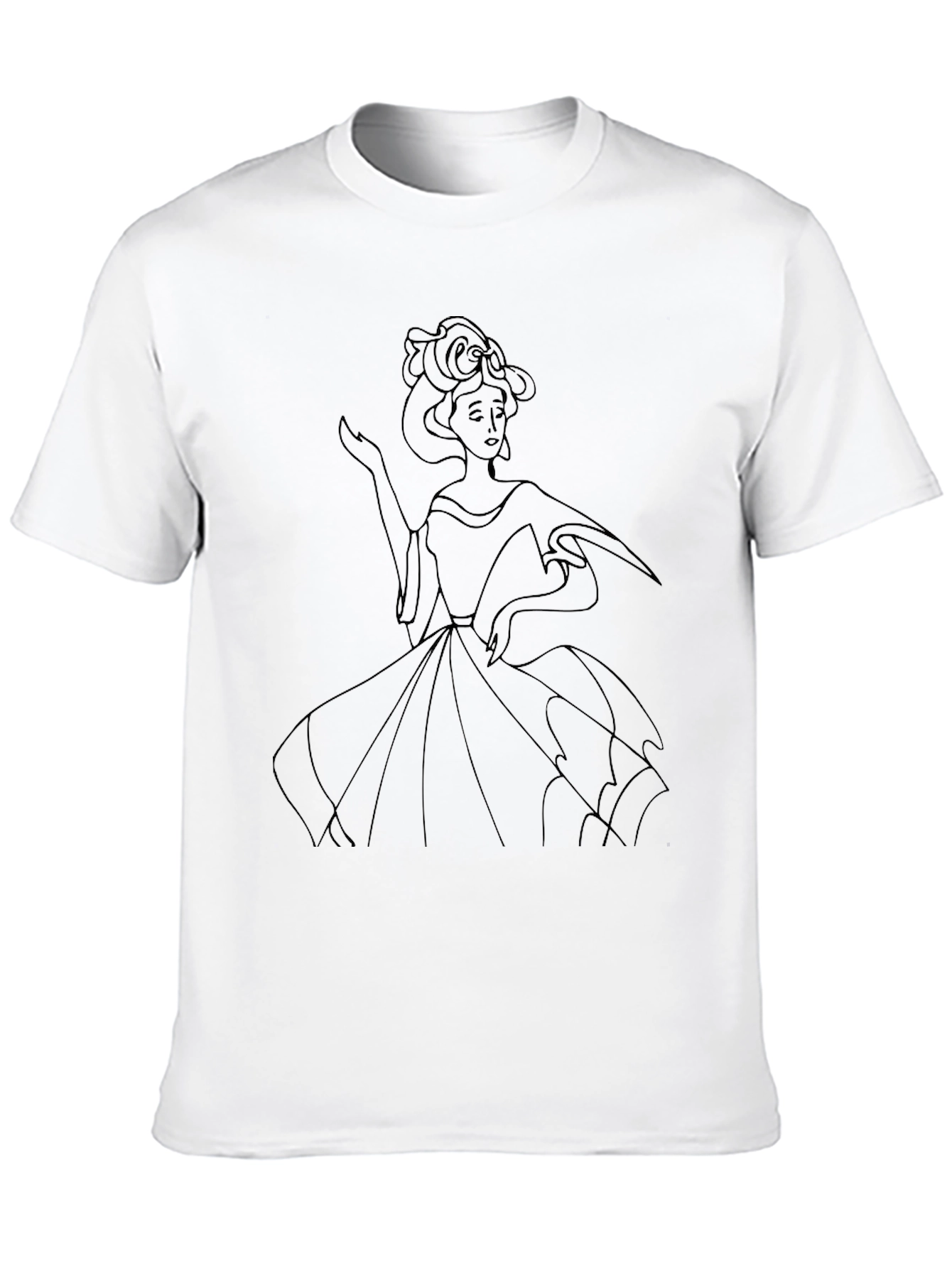 Elegant Woman Line Art Black T-Shirt