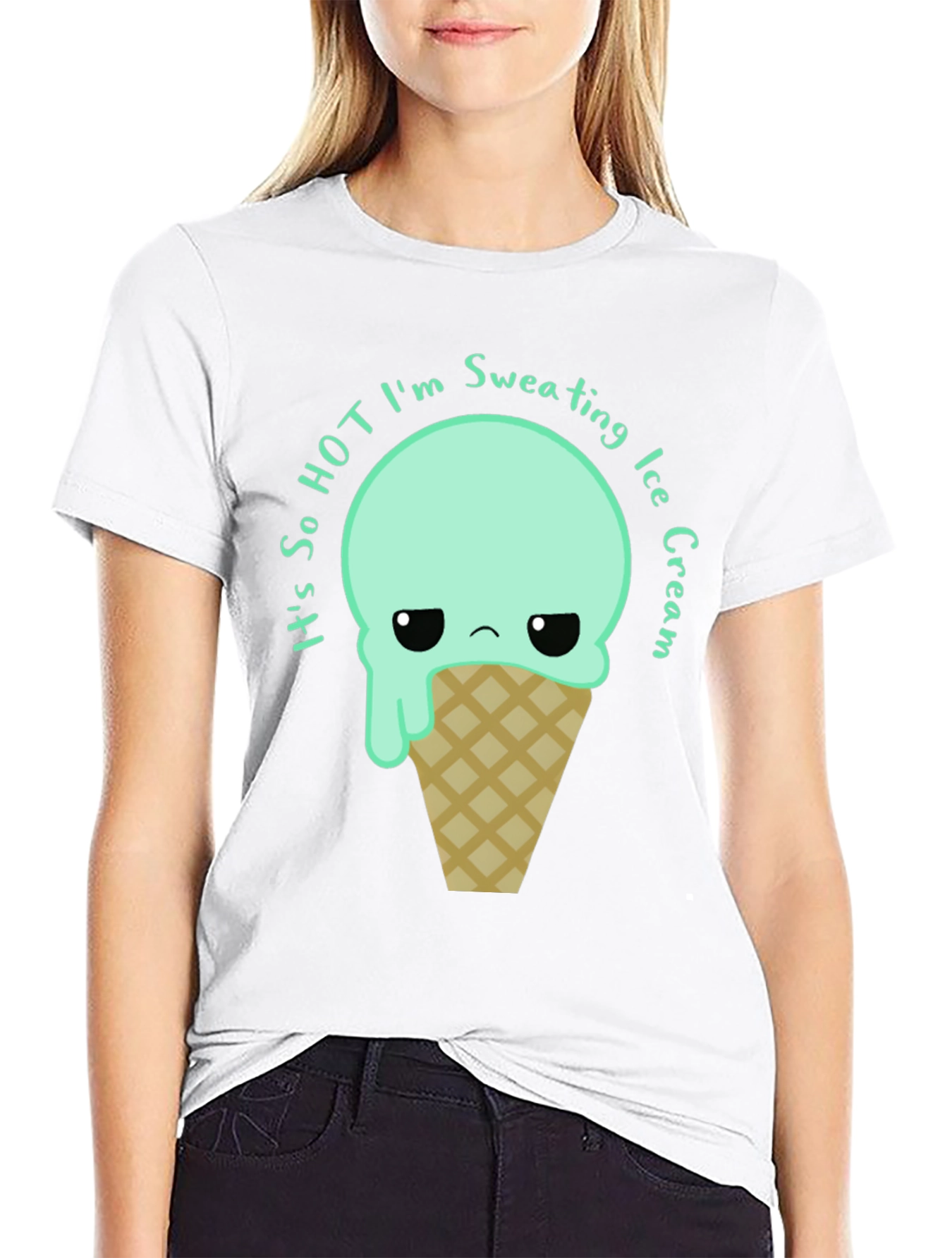Sweating Ice Cream Graphic Tee - Funny Summer T-Shirt