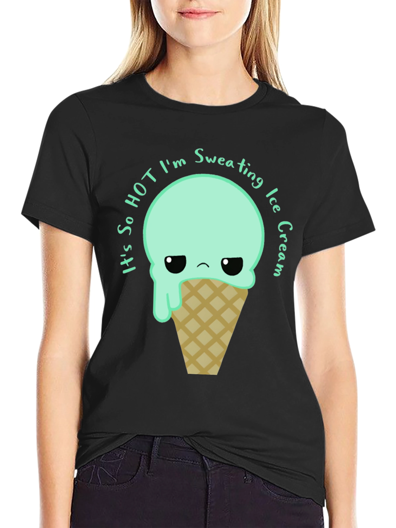Sweating Ice Cream Graphic Tee - Funny Summer T-Shirt