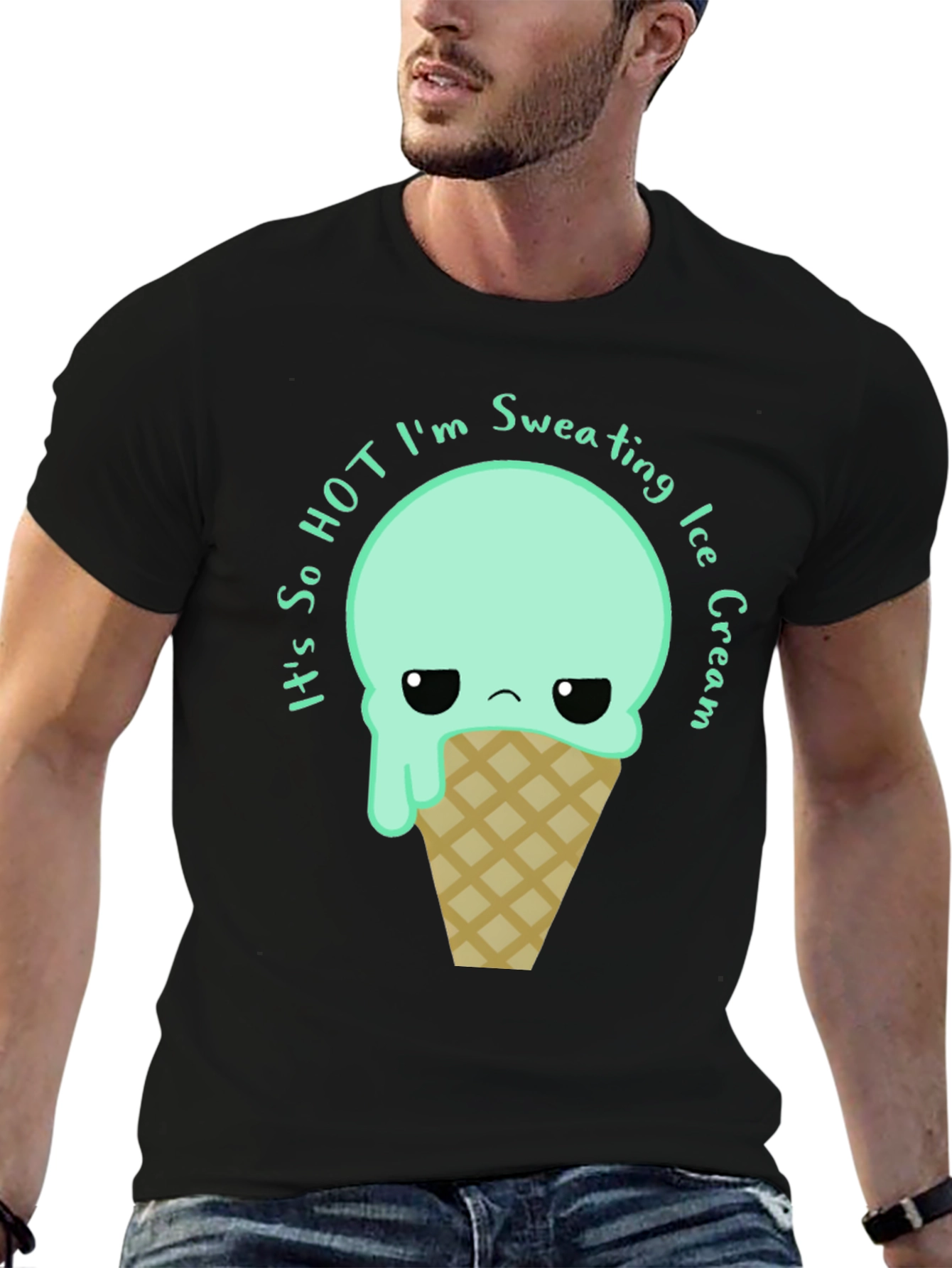 Sweating Ice Cream Graphic Tee - Funny Summer T-Shirt