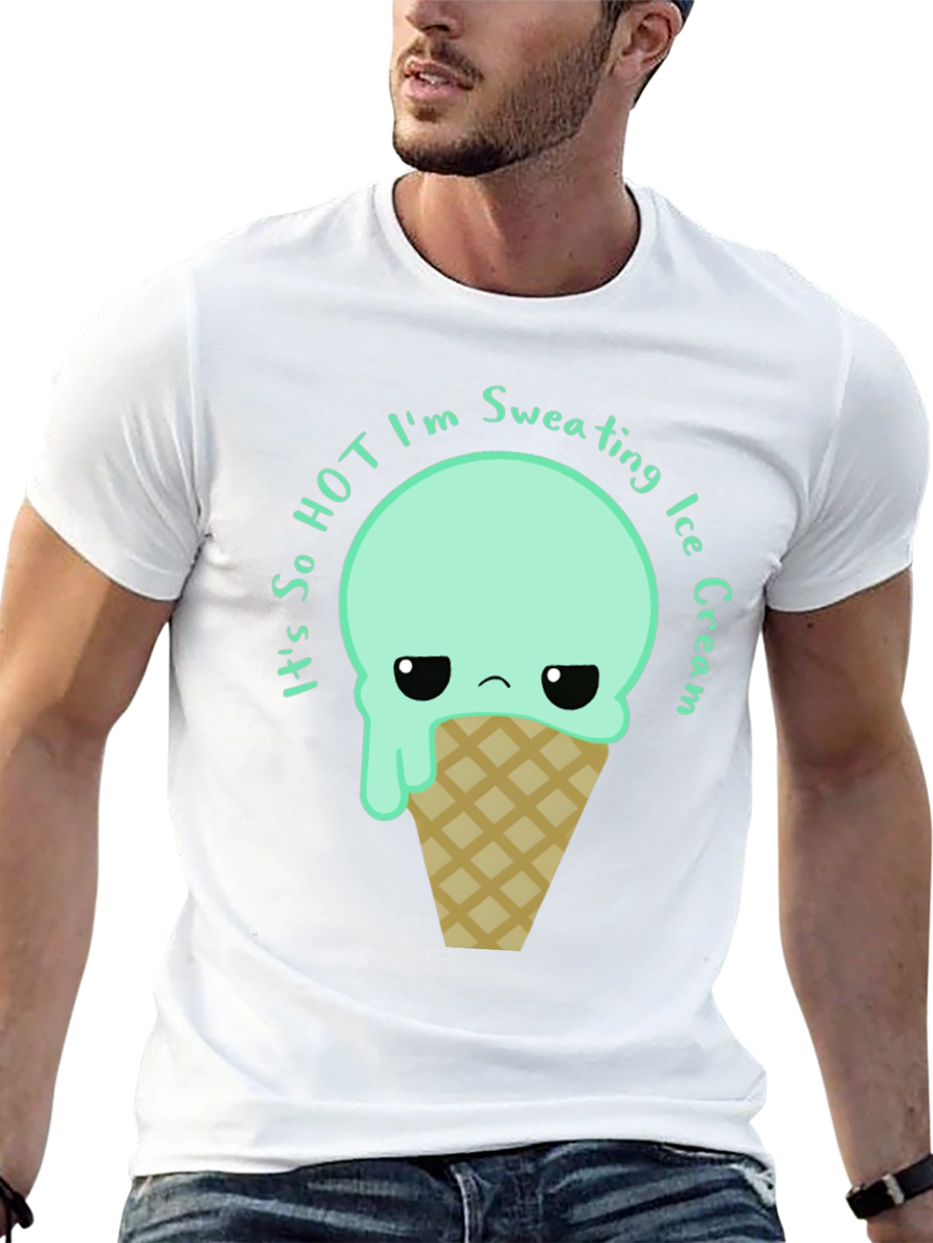 Sweating Ice Cream Graphic Tee - Funny Summer T-Shirt