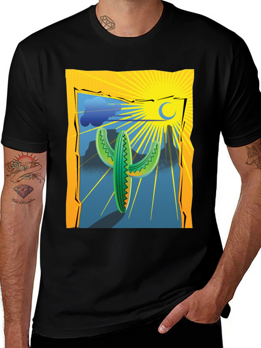 Cactus Desert Graphic Tee - Mens Black T-Shirt