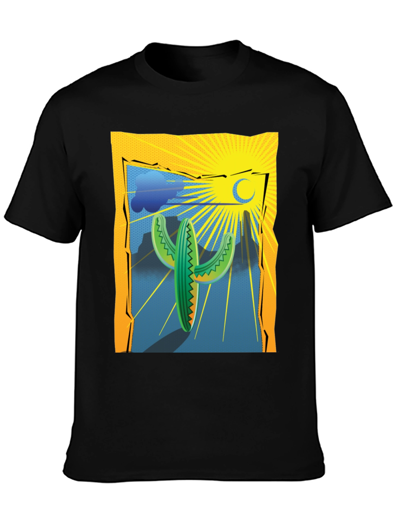 Cactus Desert Graphic Tee - Mens Black T-Shirt