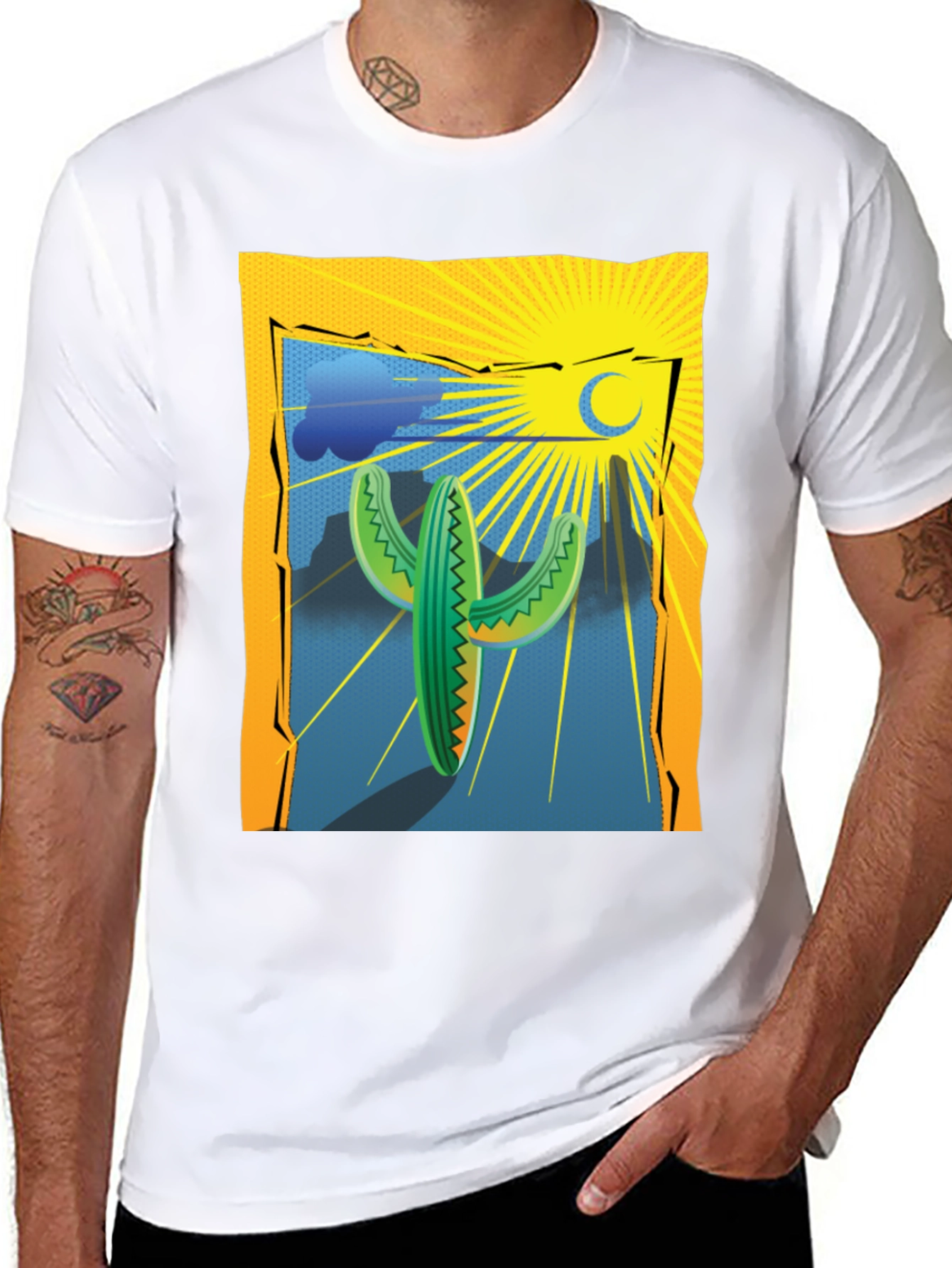 Cactus Desert Graphic Tee - Mens Black T-Shirt