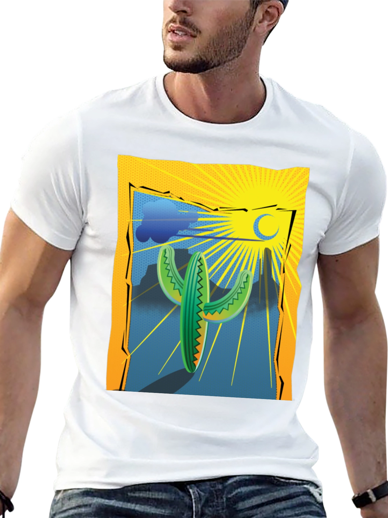 Cactus Desert Graphic Tee - Mens Black T-Shirt