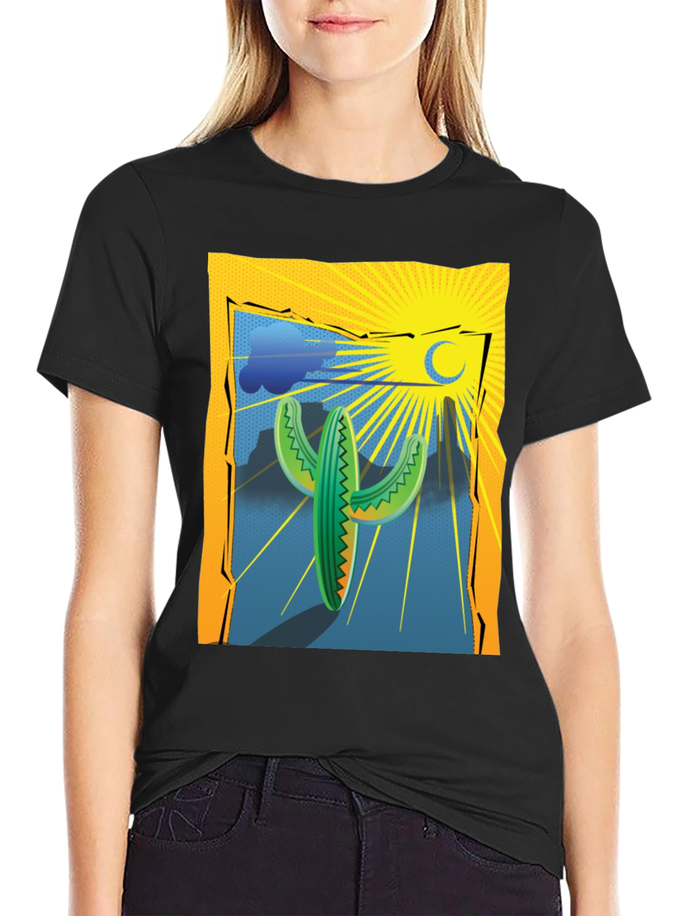 Cactus Desert Graphic Tee - Mens Black T-Shirt