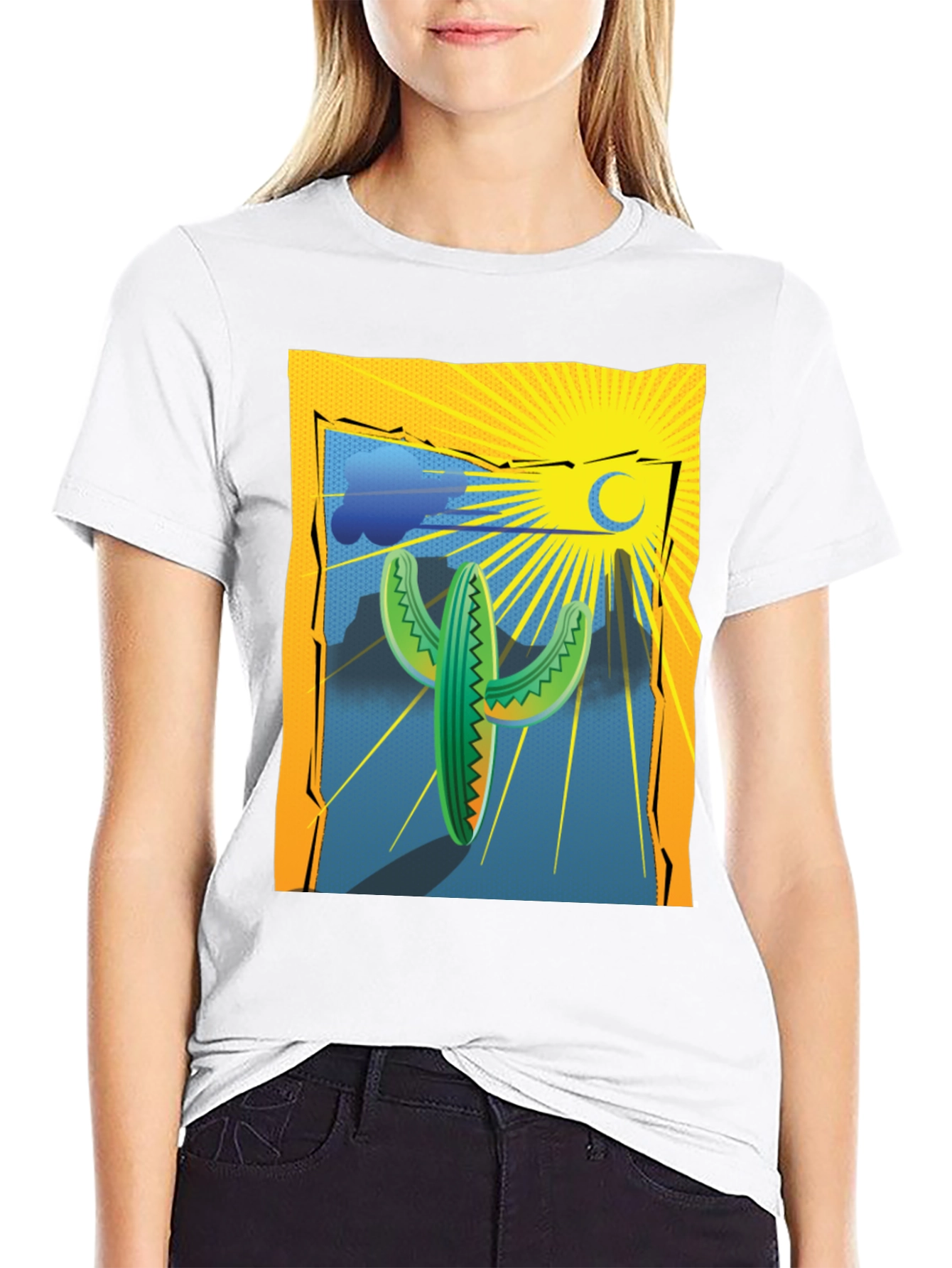 Cactus Desert Graphic Tee - Mens Black T-Shirt