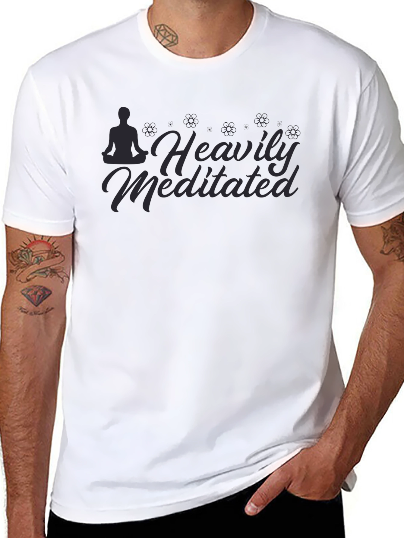 Heavily Meditated Graphic Tee - Black Cotton Blend