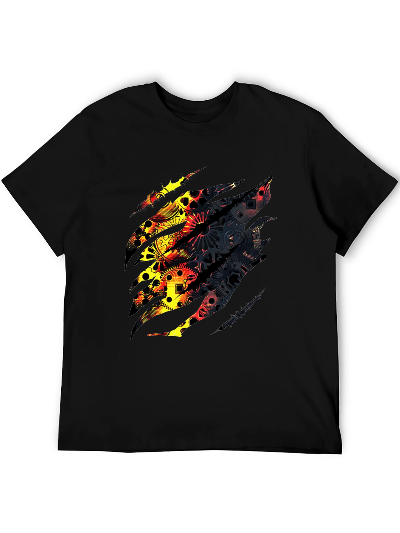 Steampunk Gear Design Black T-Shirt