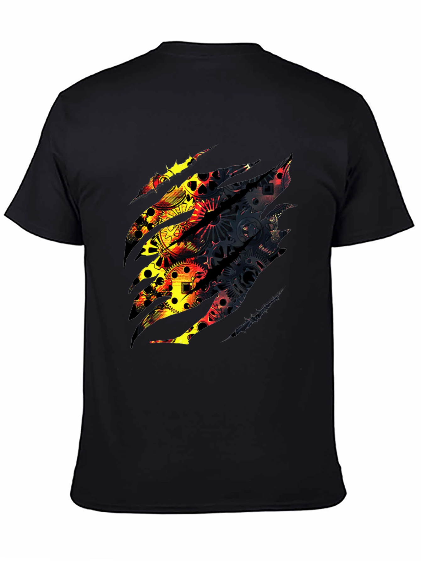Steampunk Gear Design Black T-Shirt