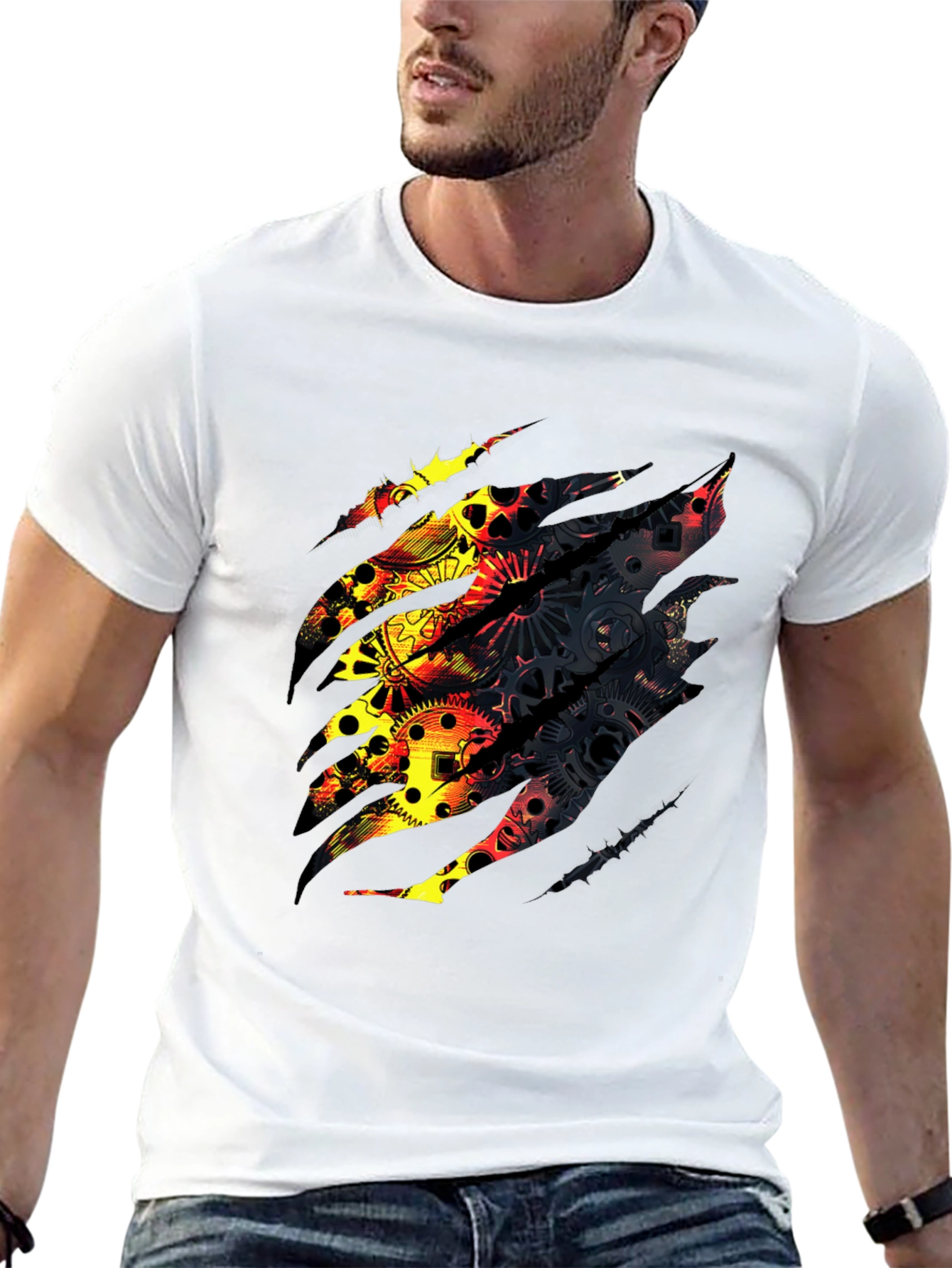 Steampunk Gear Design Black T-Shirt