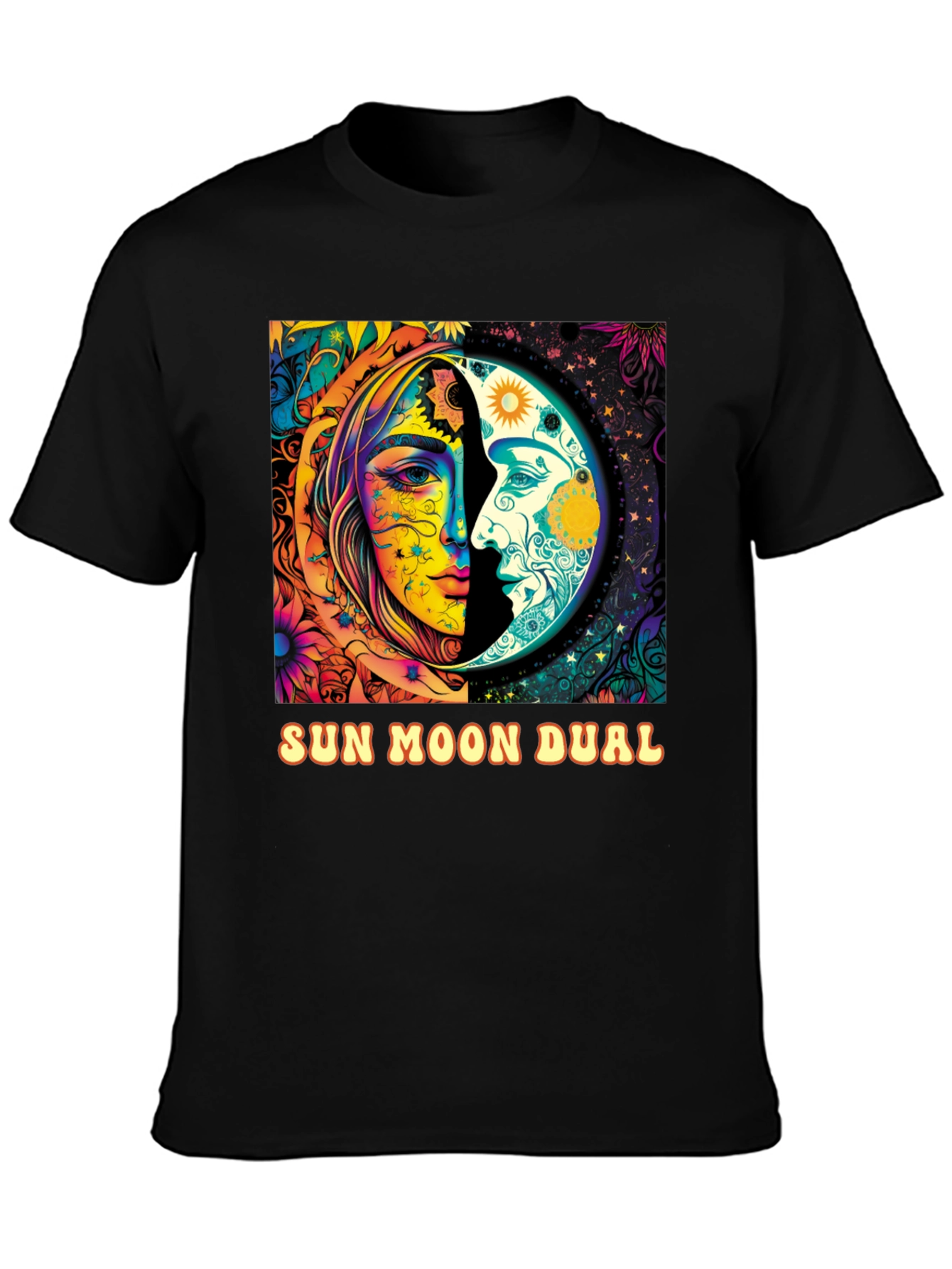 Sun Moon Dual Graphic Tee - Celestial Design