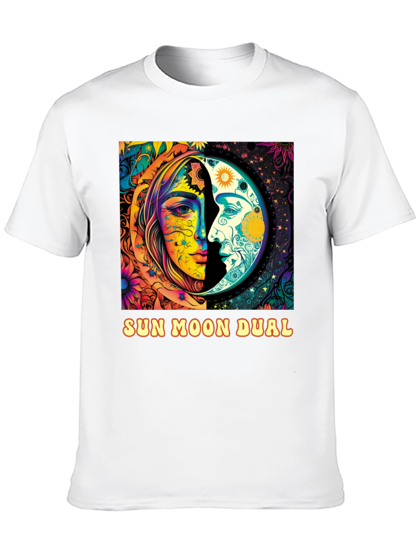 Sun Moon Dual Graphic Tee - Celestial Design