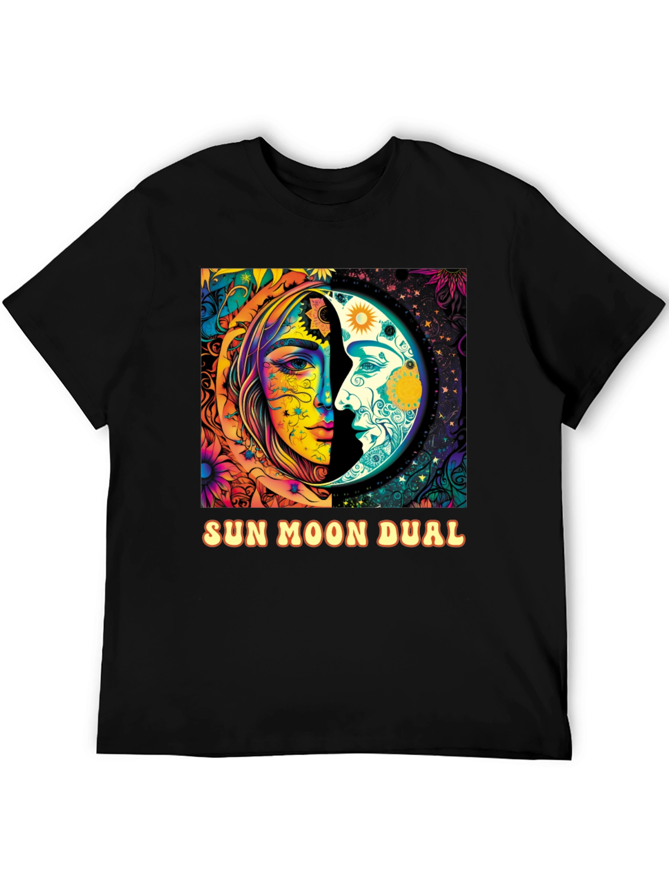 Sun Moon Dual Graphic Tee - Celestial Design