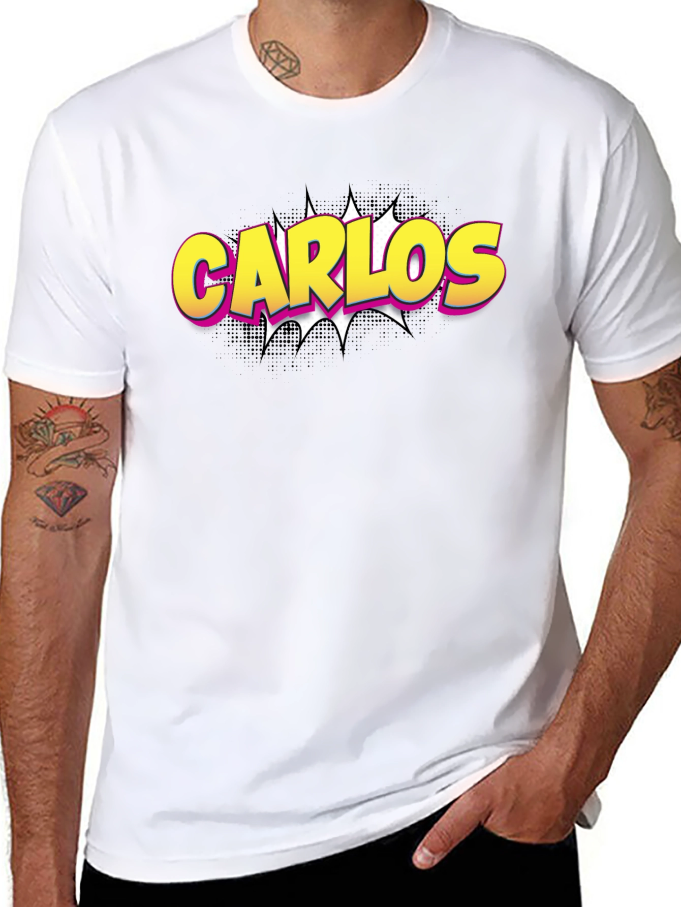 Carlos Comic Style Tee - Personalized Fun