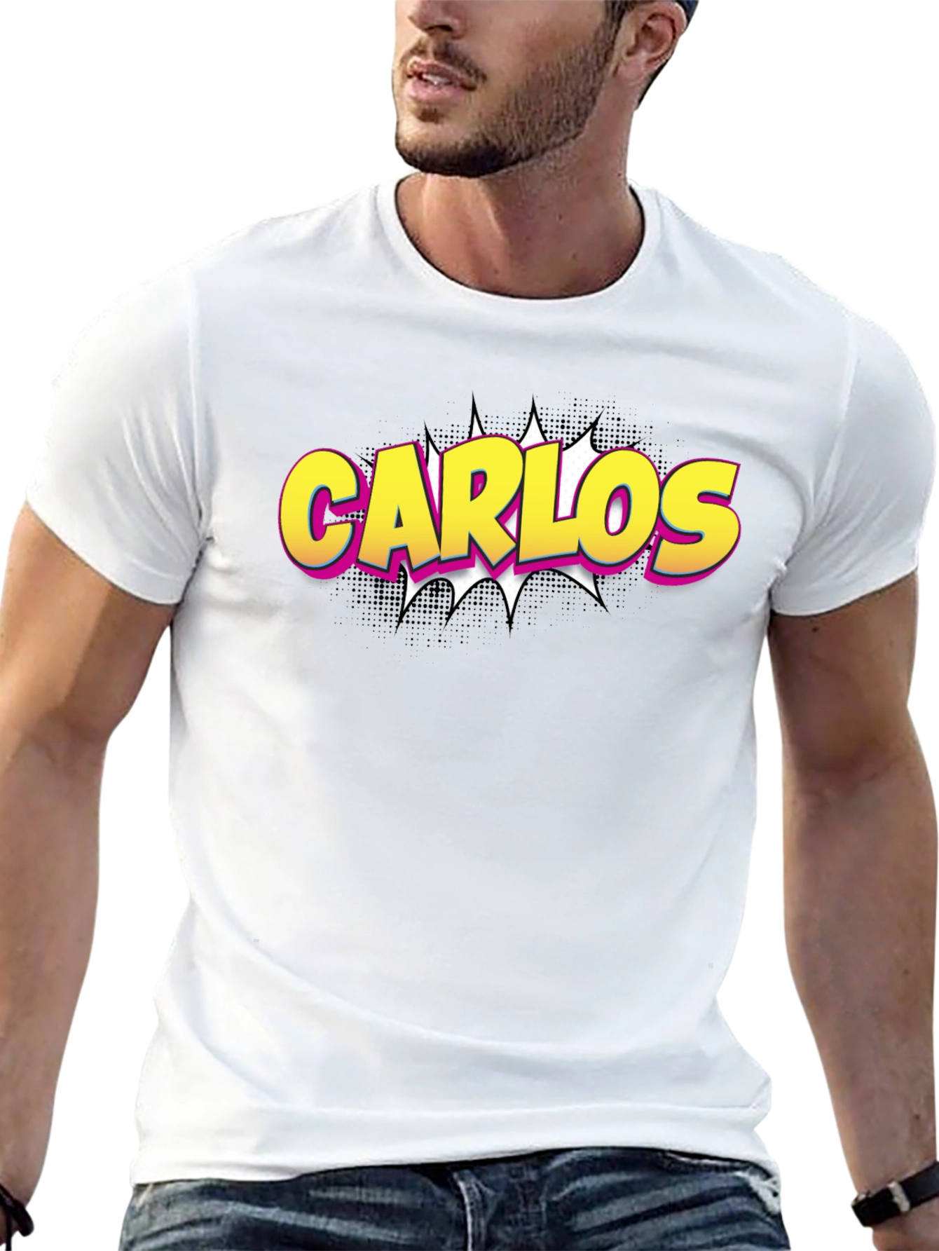 Carlos Comic Style Tee - Personalized Fun