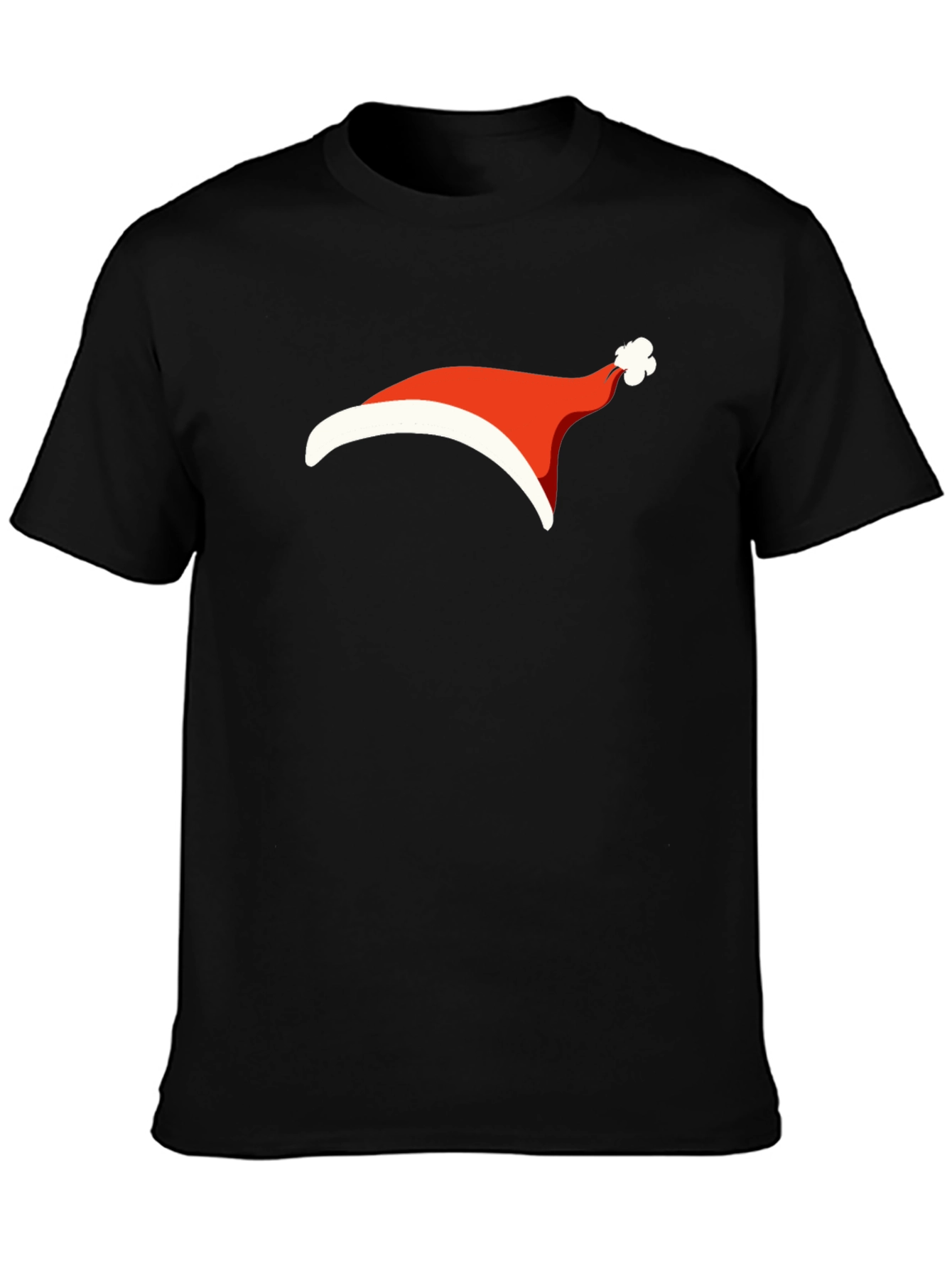 Festive Santa Hat Graphic Tee - Black