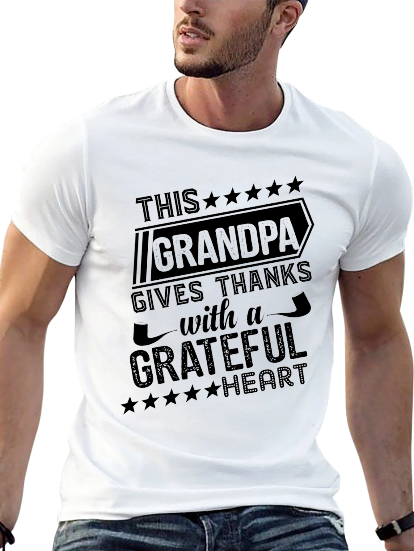 Grandpa Gives Thanks T-Shirt - Grateful Heart Tee