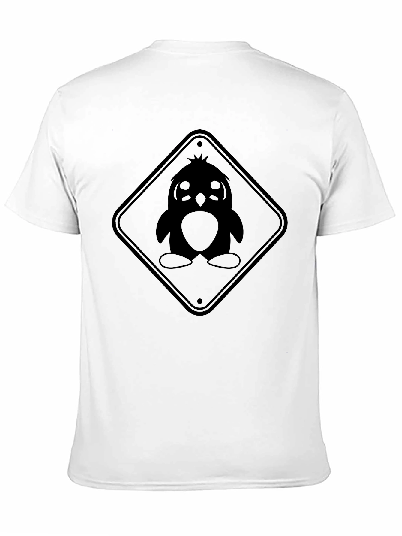 Penguin Caution Sign Graphic Tee - Unisex Black T-Shirt