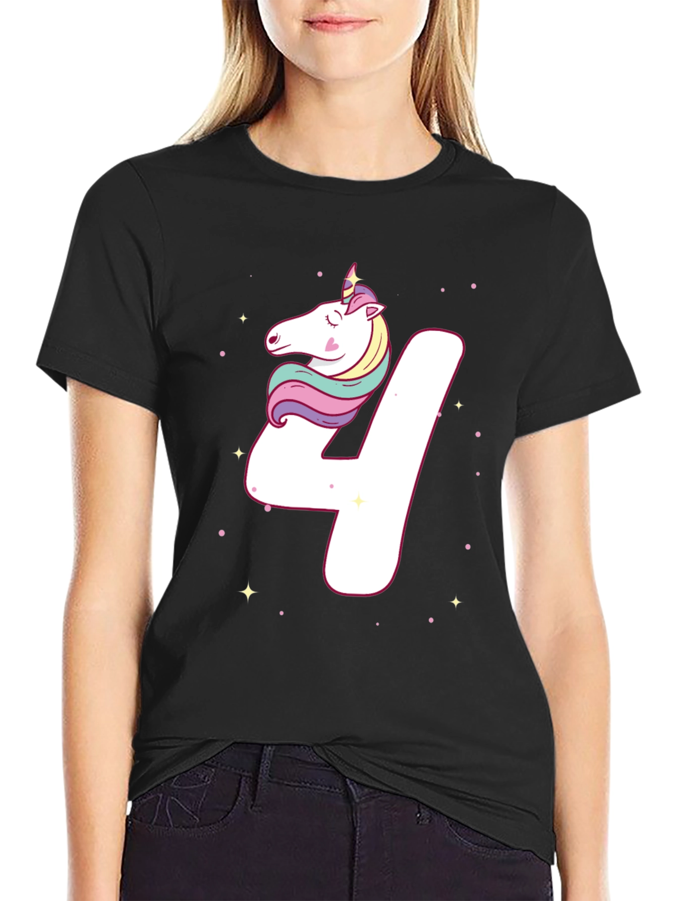 Cute Unicorn 4th Birthday T-Shirt