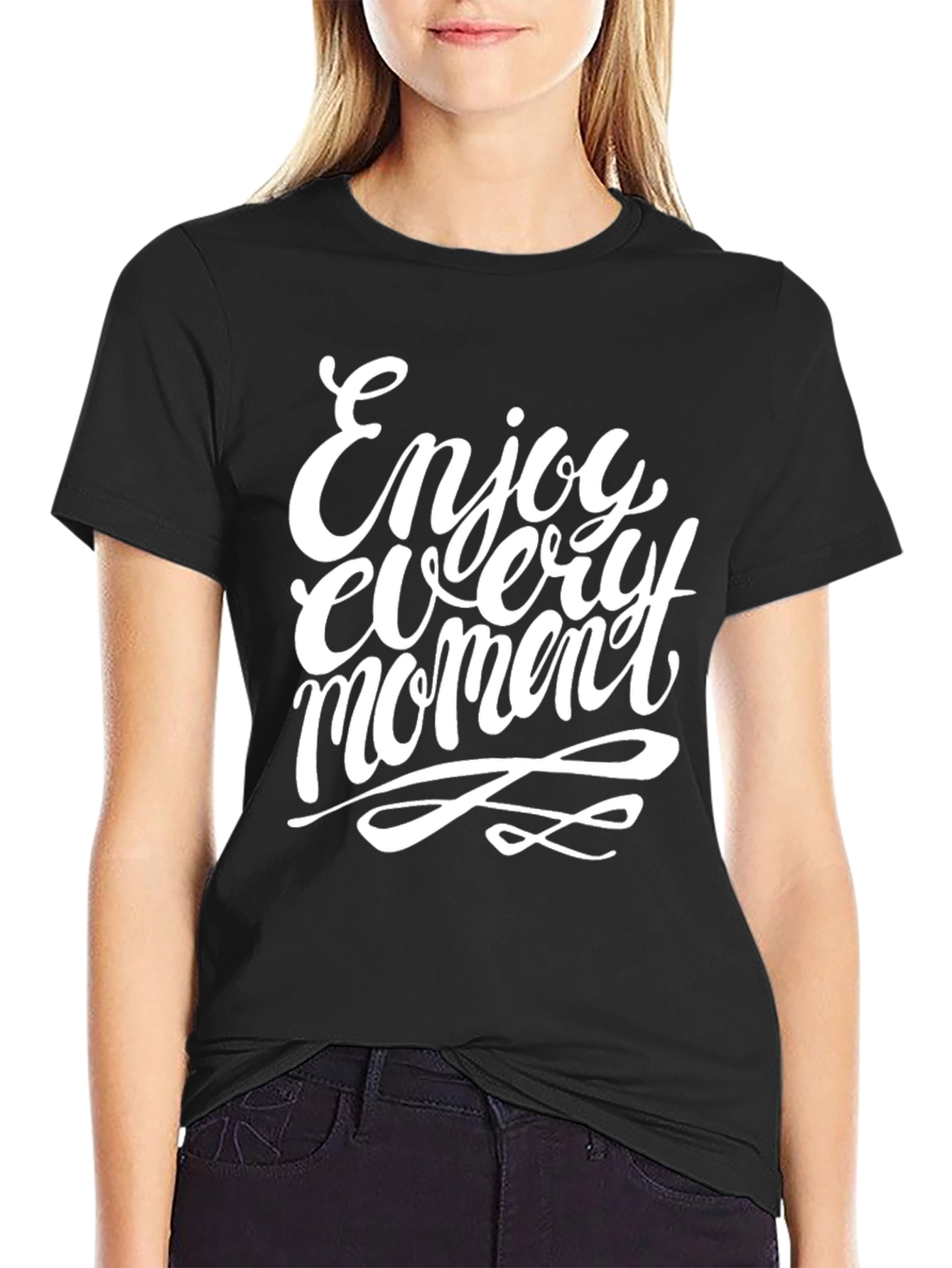 Enjoy Every Moment Graphic Tee - Black Cotton