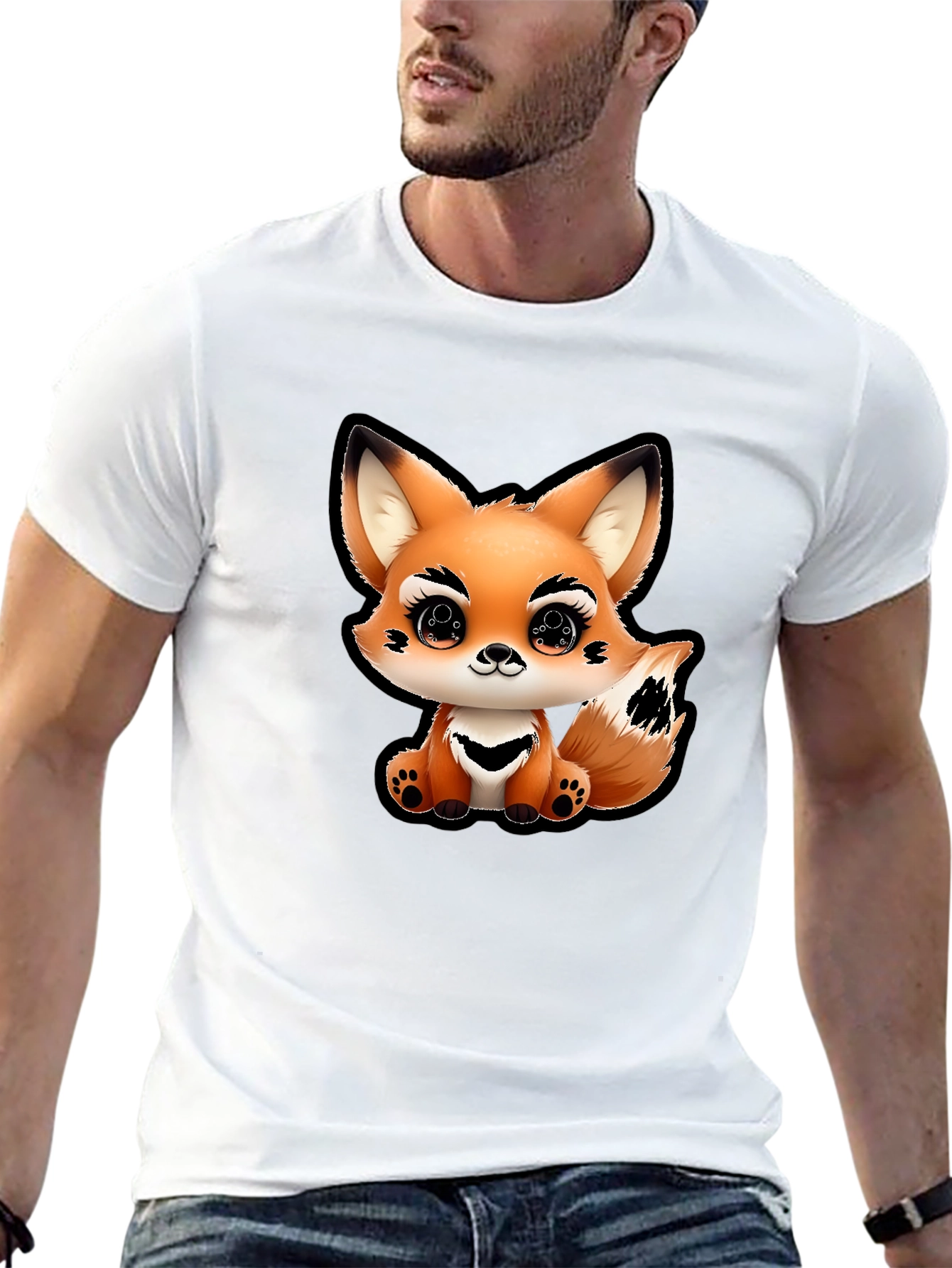 Cute Fox Graphic Tee - Unisex Black T-Shirt