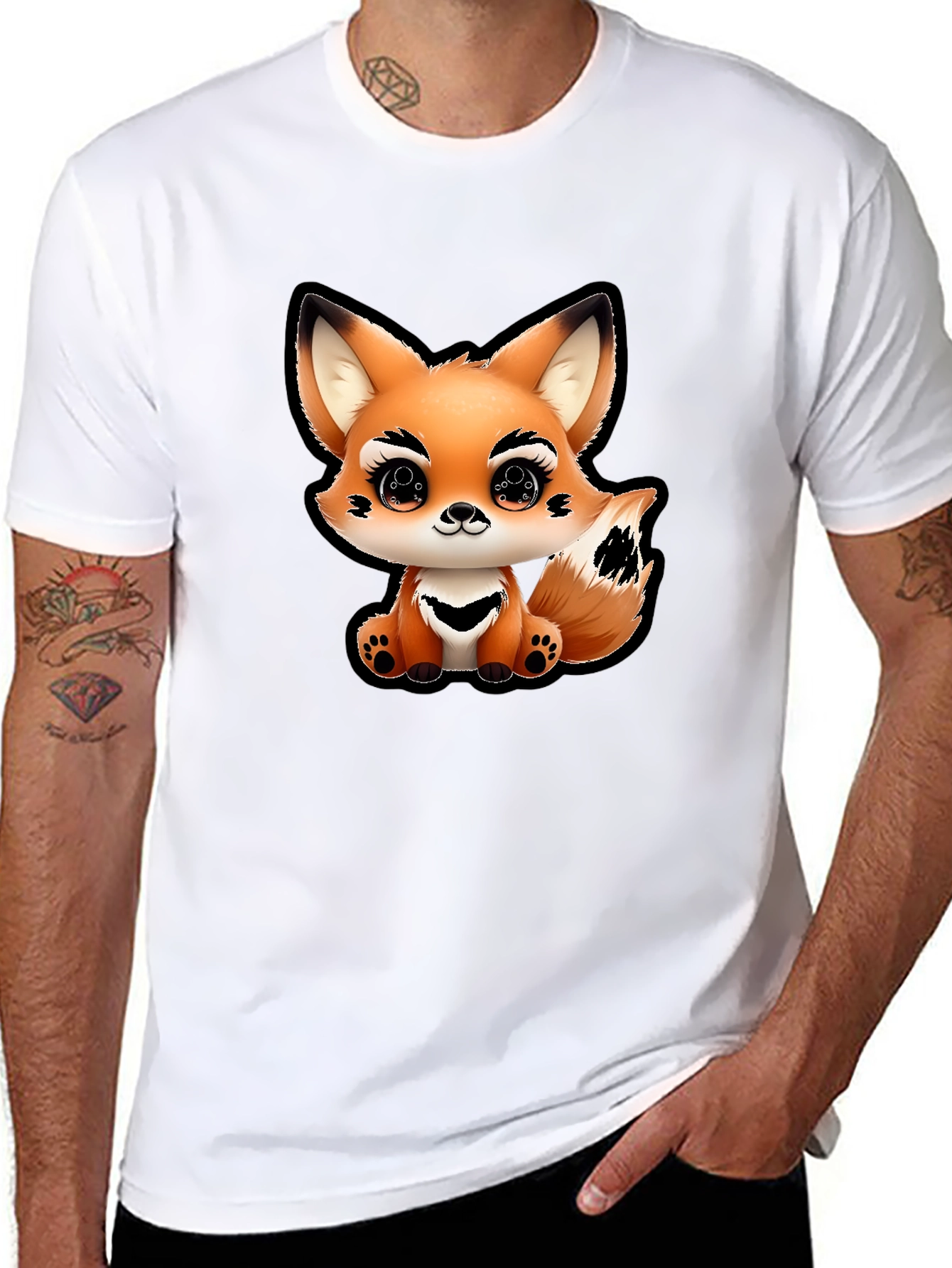 Cute Fox Graphic Tee - Unisex Black T-Shirt