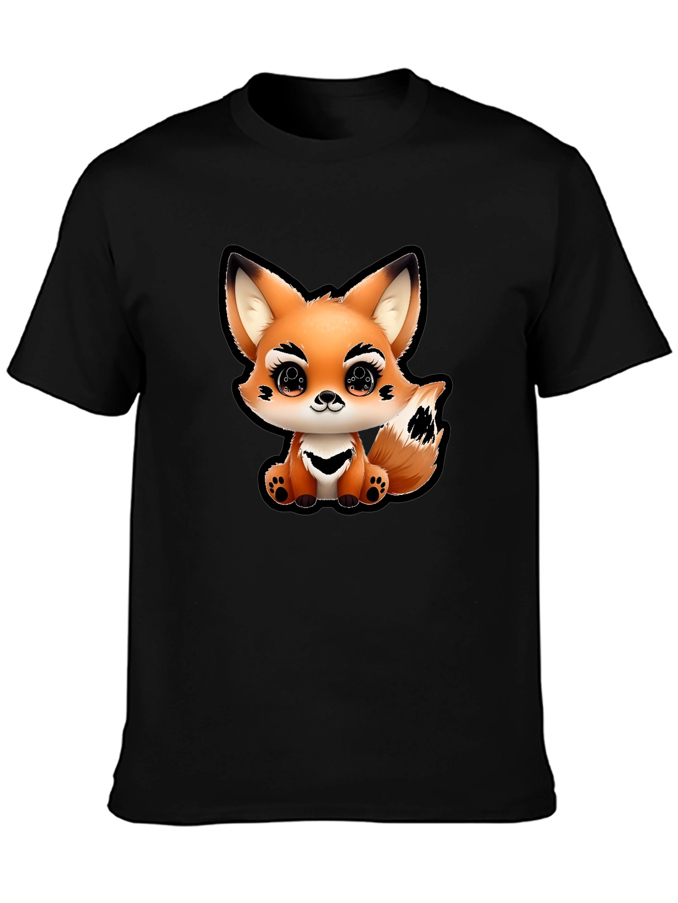 Cute Fox Graphic Tee - Unisex Black T-Shirt