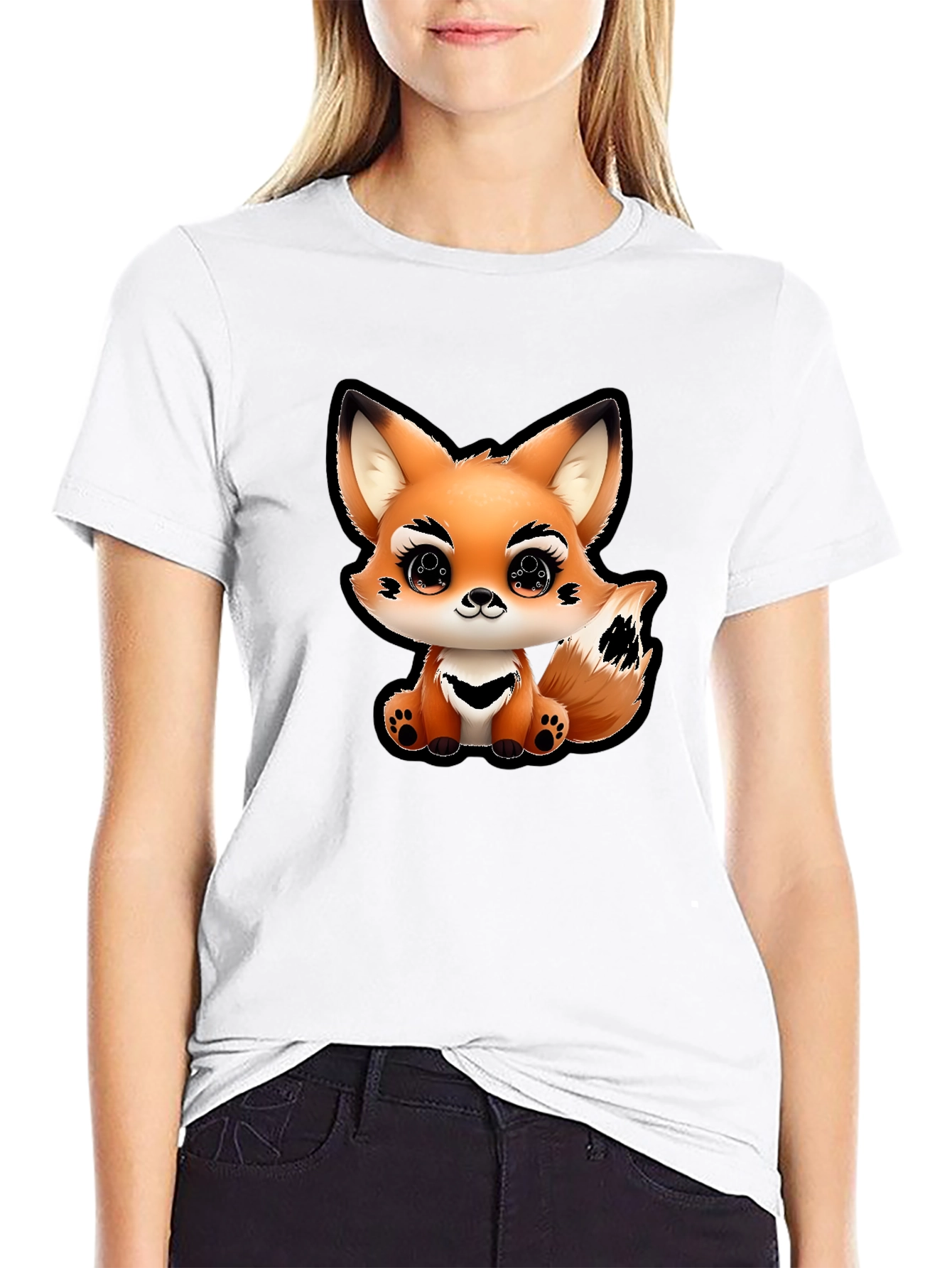 Cute Fox Graphic Tee - Unisex Black T-Shirt