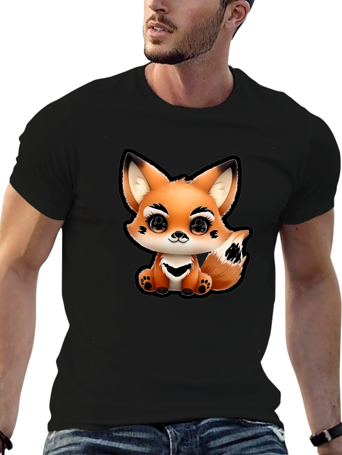 Cute Fox Graphic Tee - Unisex Black T-Shirt