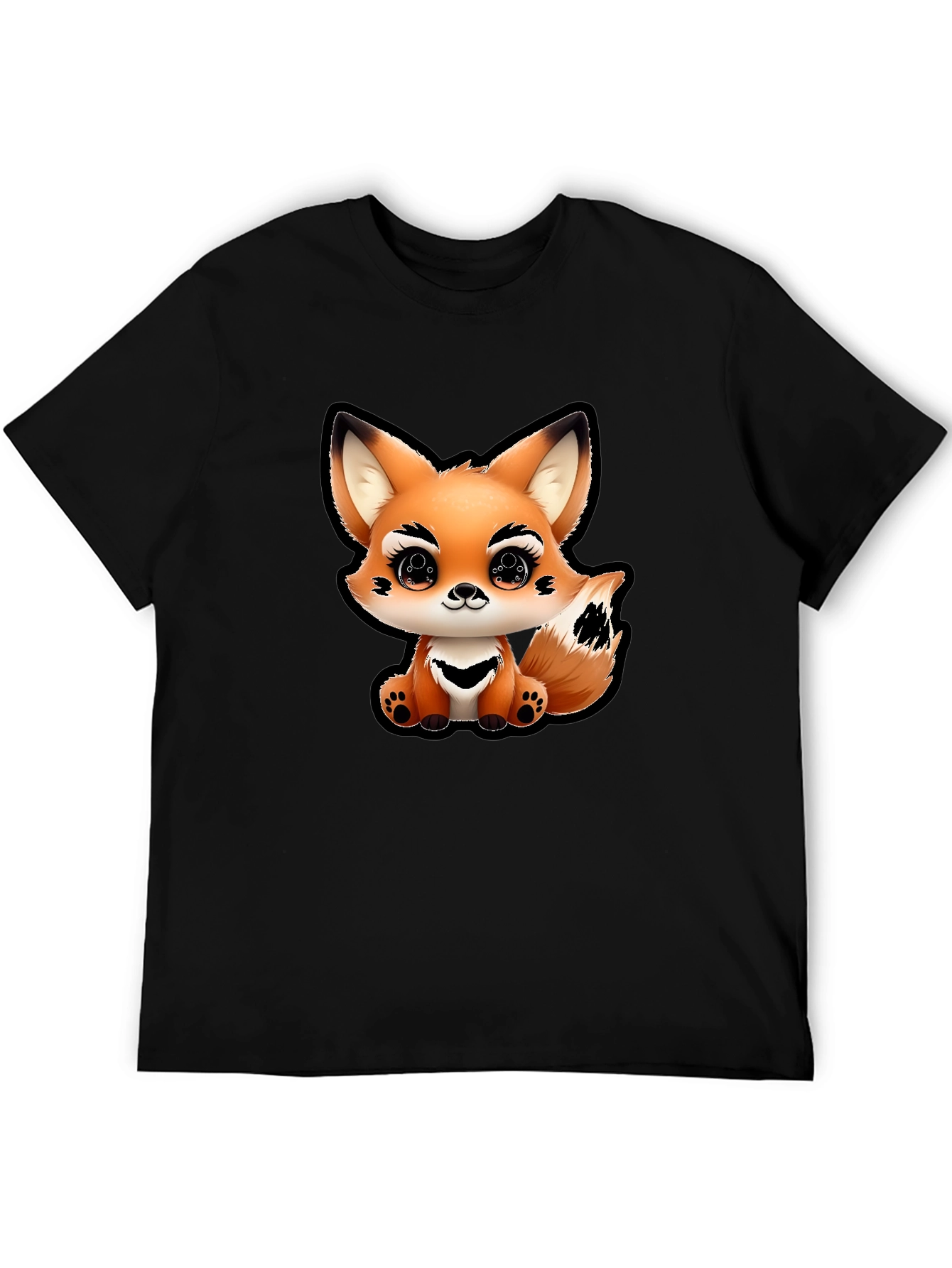 Cute Fox Graphic Tee - Unisex Black T-Shirt
