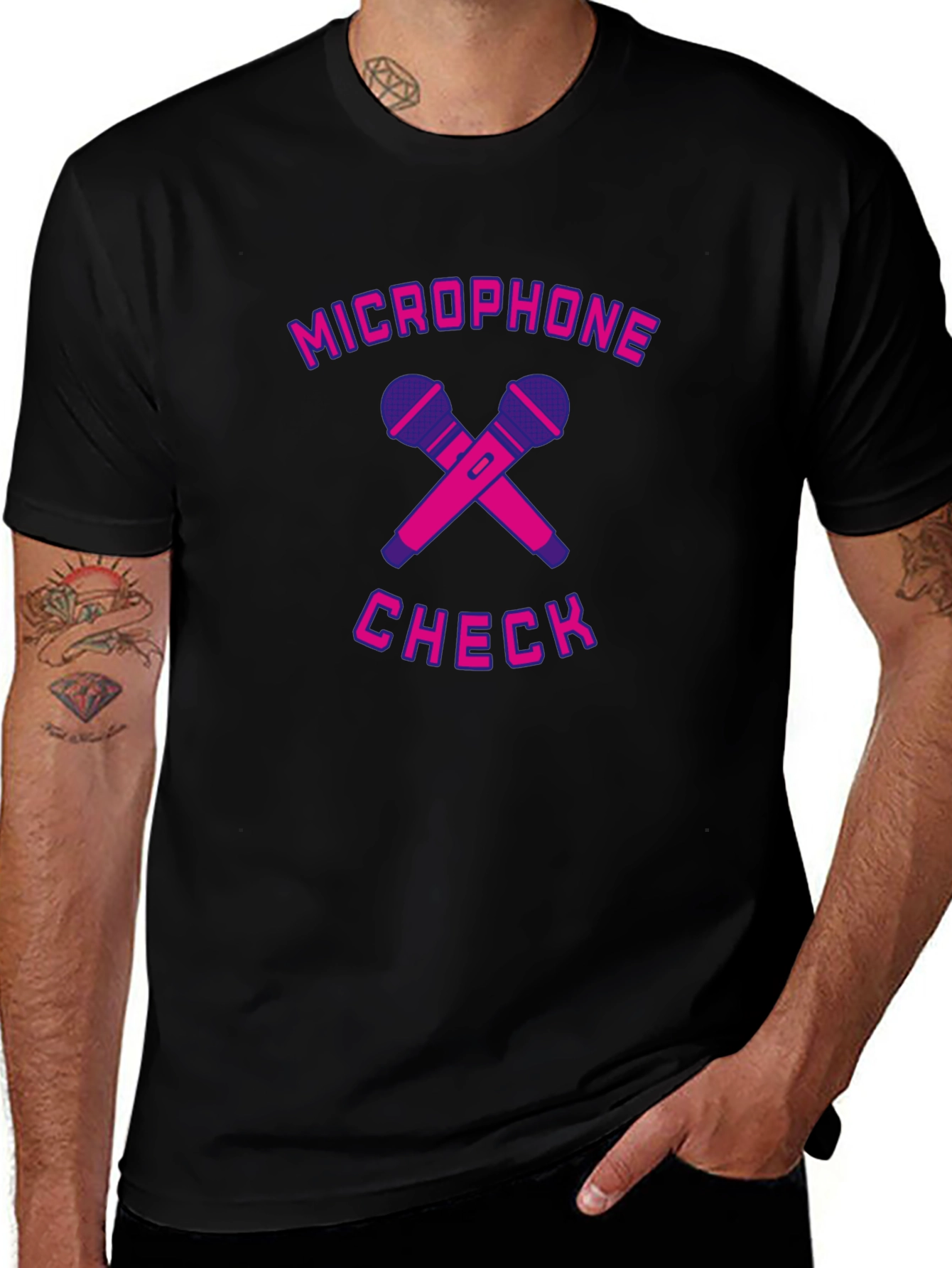 Microphone Check Black T-Shirt