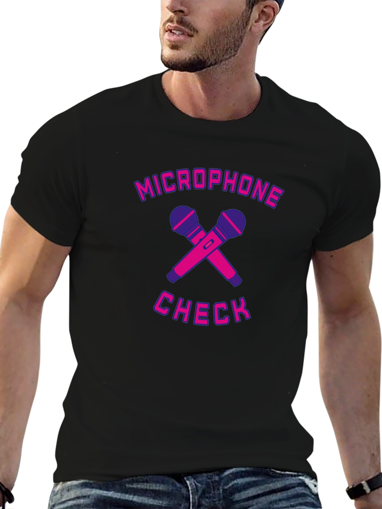 Microphone Check Black T-Shirt