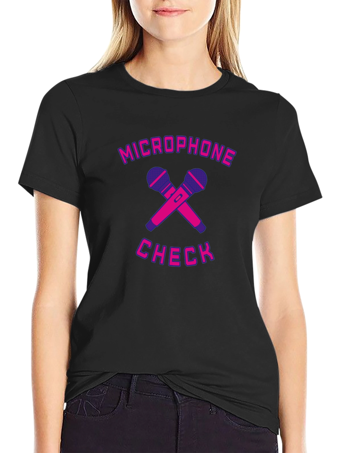 Microphone Check Black T-Shirt