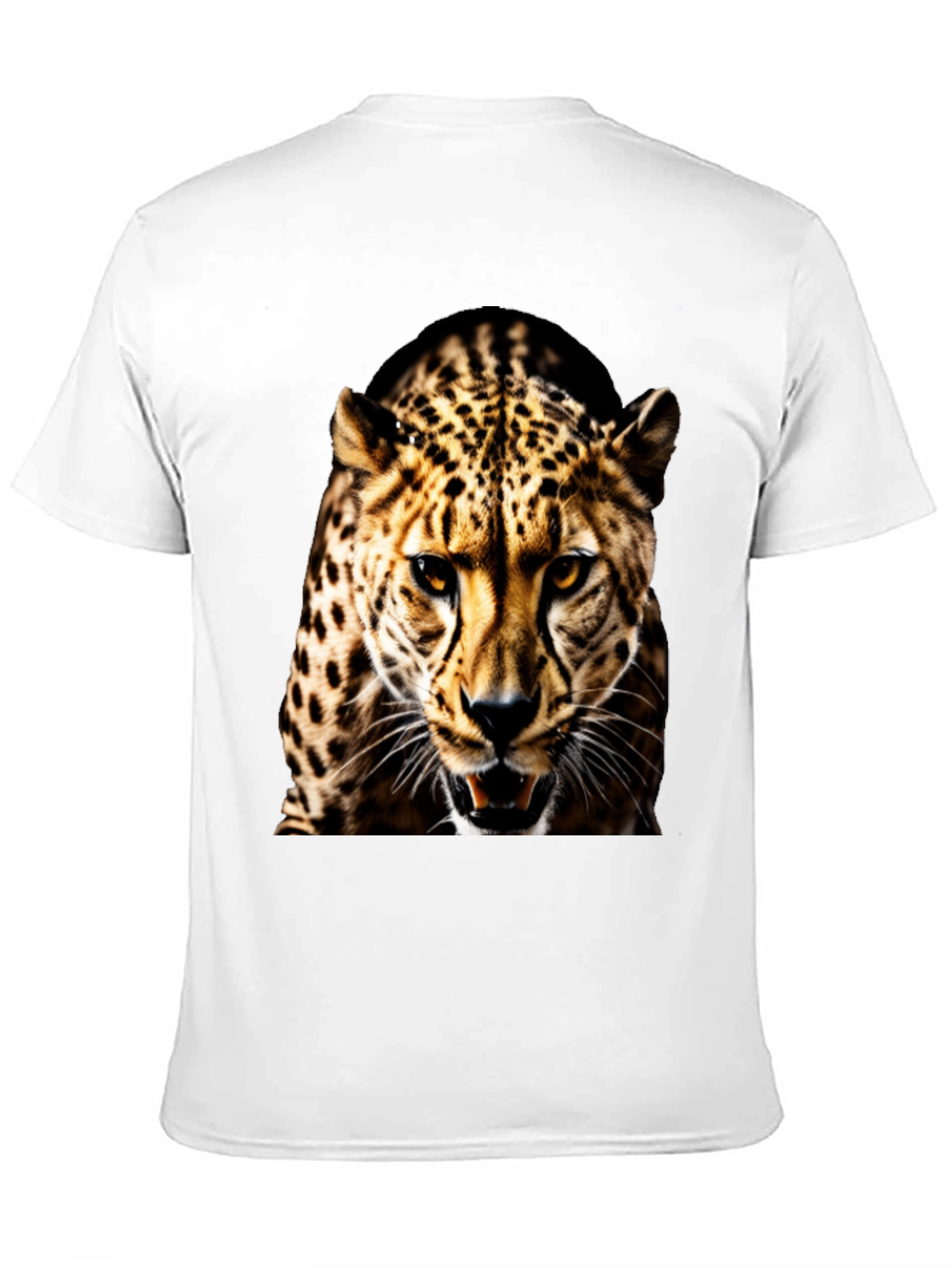 Mens Black T-Shirt with Fierce Leopard Graphic