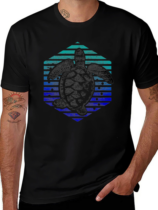 Turtle Hexagon Graphic Tee - Trendy Black Shirt