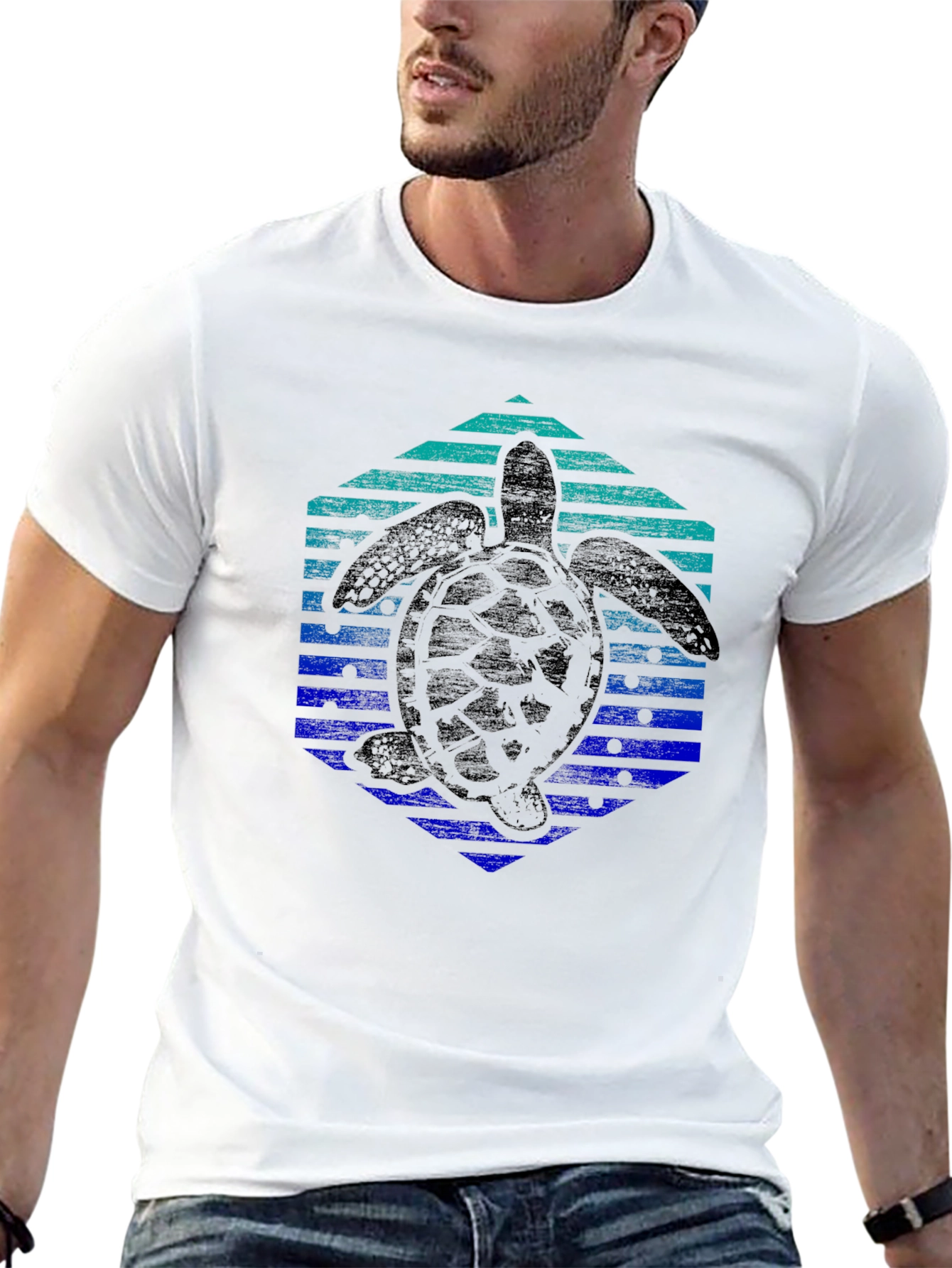 Turtle Hexagon Graphic Tee - Trendy Black Shirt