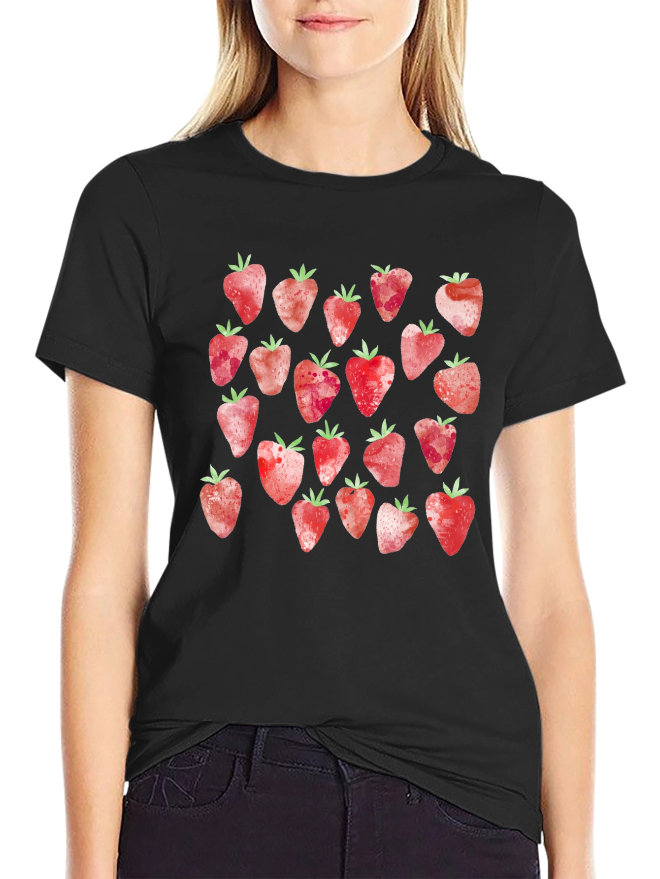 Strawberry Pattern T-Shirt - Cute Fruit Design