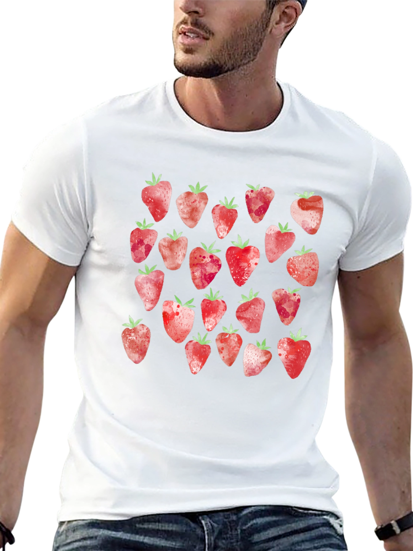Strawberry Pattern T-Shirt - Cute Fruit Design