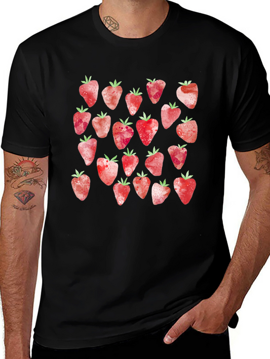 Strawberry Pattern T-Shirt - Cute Fruit Design