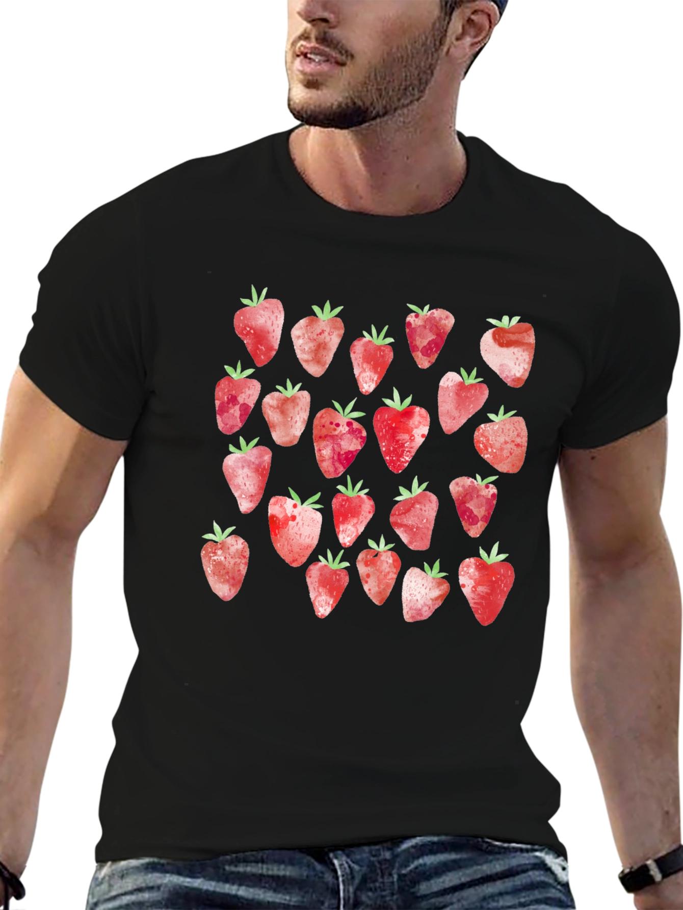 Strawberry Pattern T-Shirt - Cute Fruit Design