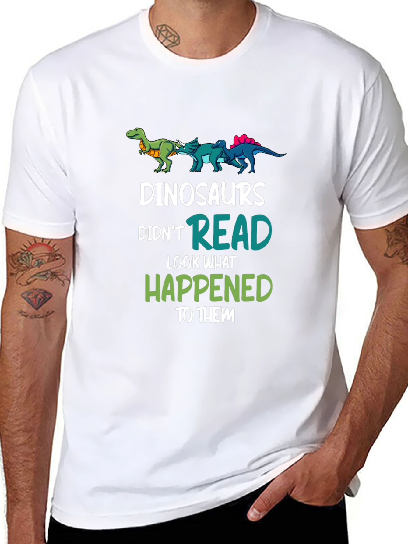 Dinosaurs Didnt Read T-Shirt Funny Dino Lover Tee