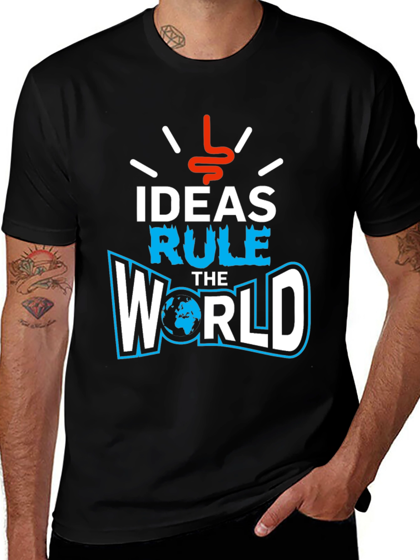 Ideas Rule the World Graphic T-Shirt - Black