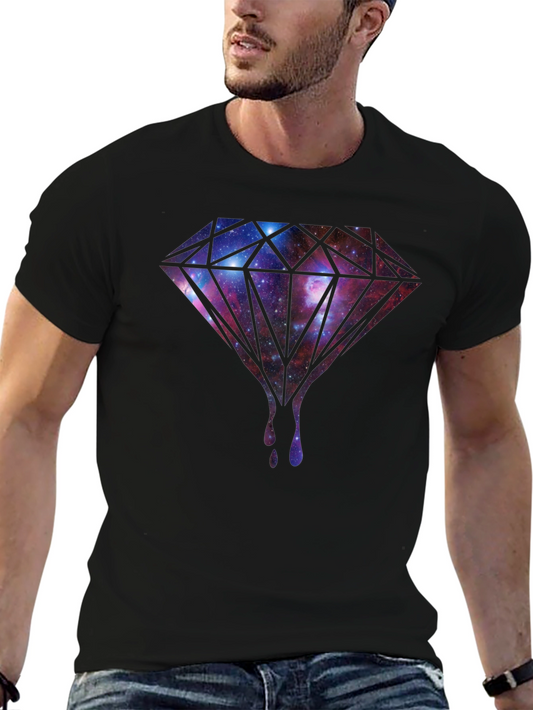 Galaxy Diamond Drip Graphic Tee - Black