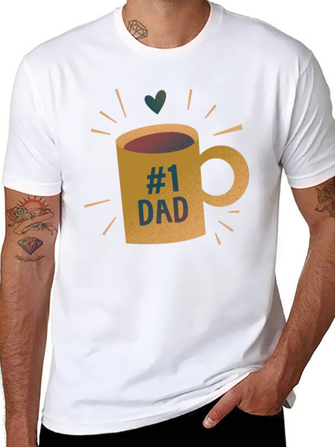 #1 Dad Coffee Mug Graphic T-Shirt - Black Tee