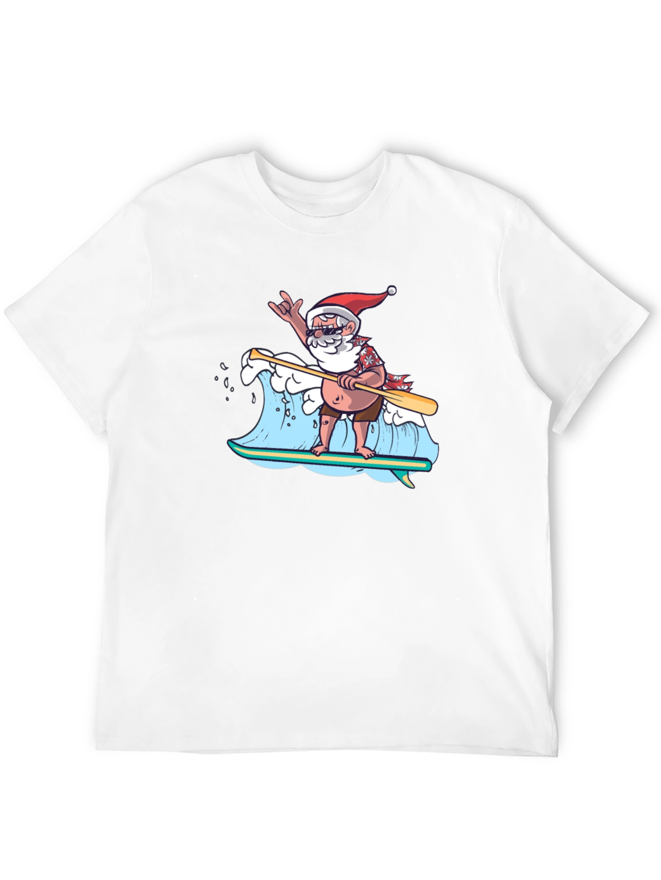 Surfing Santa T-Shirt - Holiday Beach Vibes